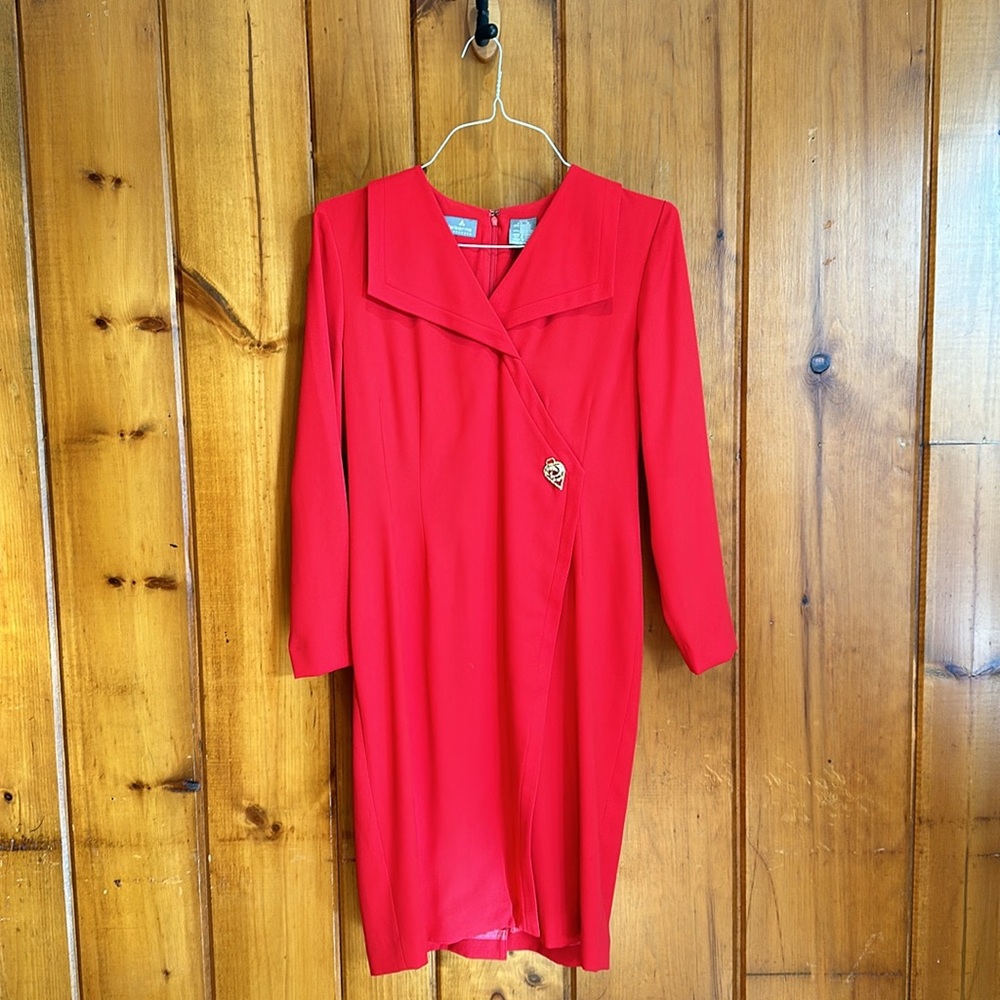 Liz Claiborne Red Vintage Holiday Dress Size 10P